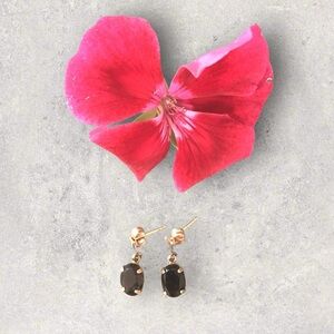 14k gold smoky quartz dangling earrings - 2xHP